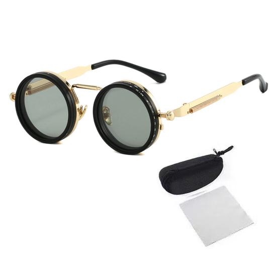 Adjustable Polarized Unisex Sunglasses with ND Filter Lenses Eye Protection Color-Changing Round Frame Outdoor Driving Sunglasses