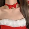 Entzückende weihnachtliche Plüsch-Halskette mit roter Samtschleife und Jingle-Bell-Choker
