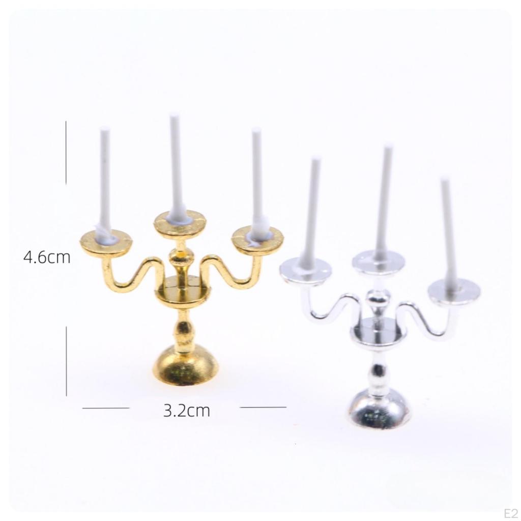 Miniature Candelabra Decorative Dollhouse Vintage Candle Holder for Hobbyists,