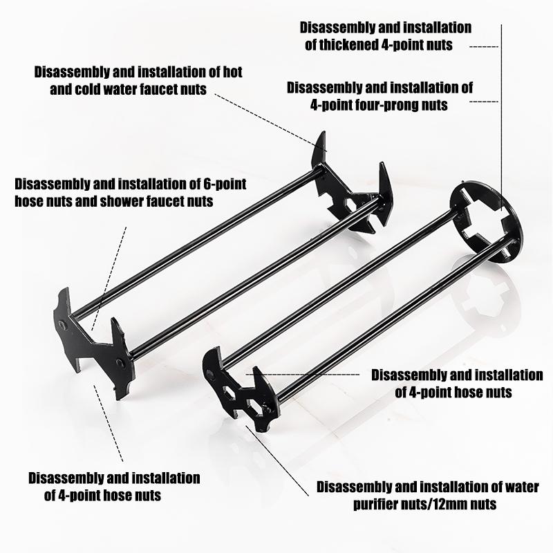 2 Pcs Multifunction Carbon Steel Sink Repair Wrench Sink Faucet Installer For Bathroom Kitchen