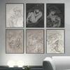 Dark Academia Art Sex Women Skull Poster Prints Canvas Painting Living Room Home Decor Sketch Line Art Black and White Wall Art