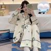 Japanese Style Cartoon Pajama Set for Women - Long Sleeve Cardigan with Chest Pad, Cute Homewear.