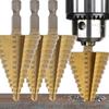High Speed Steel Drill Bit Titanium Coated Hexagonal Step Drill Cone Bits Plastic Wood Metal Drilling Hole DIY Power Tools