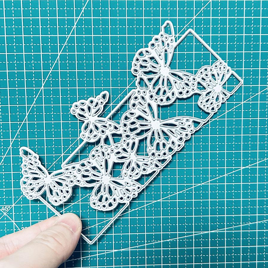 Butterflies Background Frame Metal Die Cuts for Card Making, Dies Cut Stencils for DIY Scrapbooking Album Decorative Embossing Paper Dies