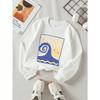 European sizes Girls' Long-Sleeve Round Neck Sweatshirt "Dream Chaser Sun" Print, Spring/Autumn, Casual, Daily & Sports.