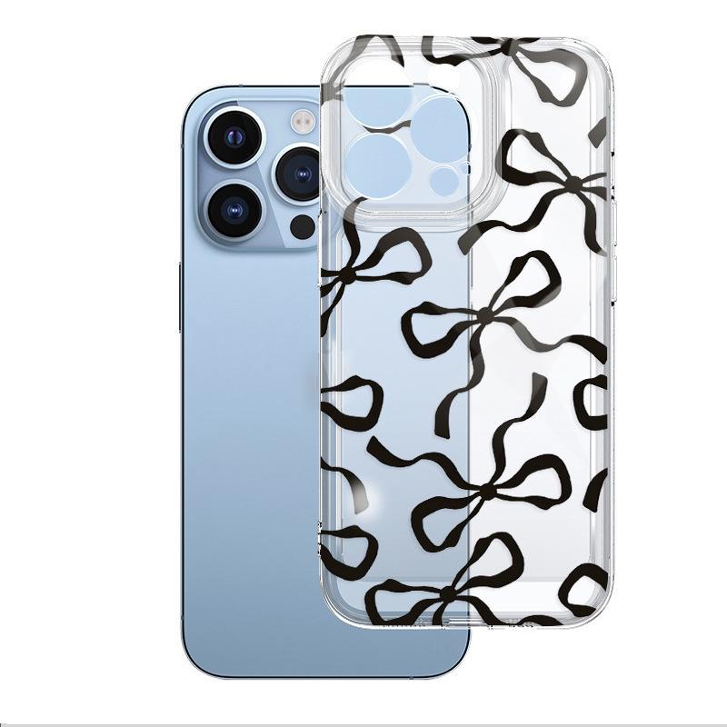 Independent station hot-selling iPhone17/16/15 mobile phone case transparent TPU soft case Apple 14 bow mobile phone case