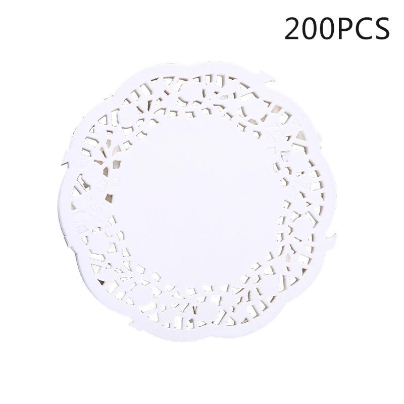  200 Pieces Round Flower Bottom Paper Use for Baking Small Cakes Hollow Flowers
