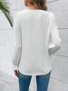 Chunqiu Women's Solid Color Long Sleeved Casual Striped V-neck Lace Top with Patchwork Hollowed Out Women's Shirt