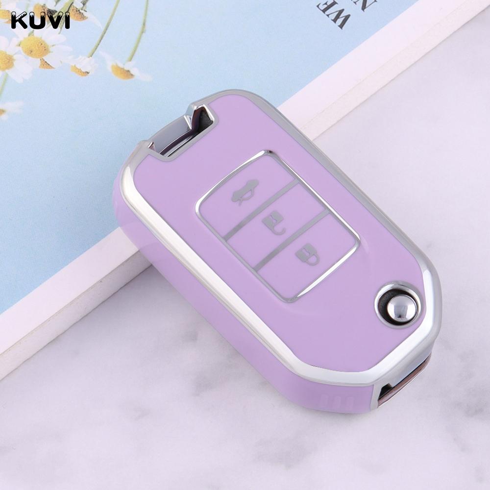 Tpu Car Folding Flip Key Case Cover Shell For Honda Civic Hrv Crv Xrv Cr-V Crider Odyssey Pilot Fit Accord Protector Accessories