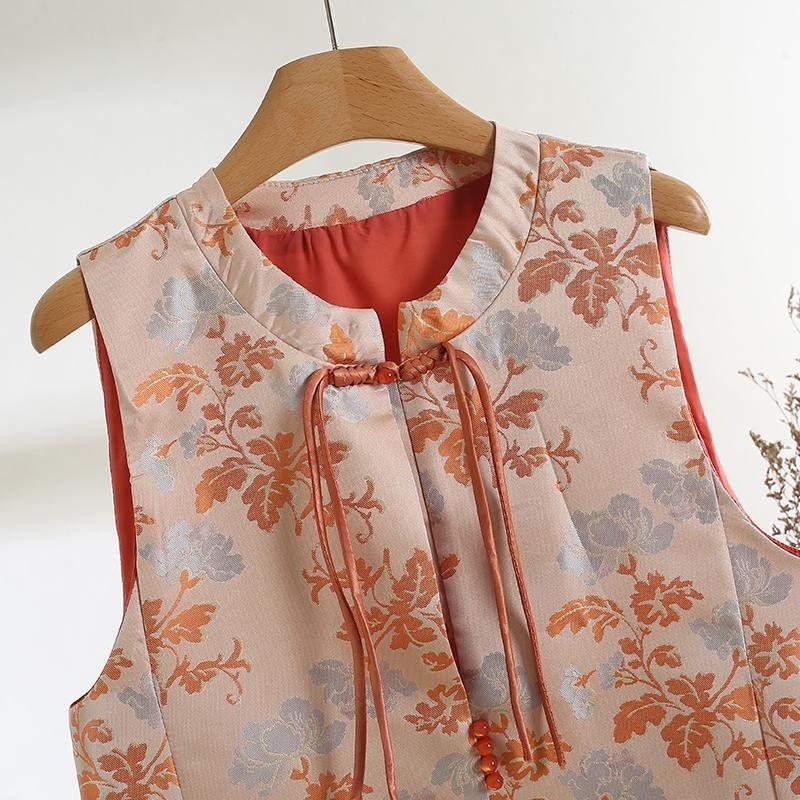 Weste 2025 neue High-End-Satin-Jacquard-Weste für Damen Jahres-Handgefertigte Schnallenweste