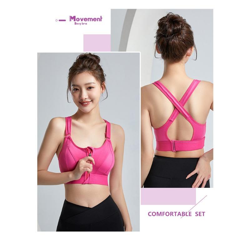 Reggiseno Sportivo da Donna Taglie Forti con Zip Regolabile Reggiseno da Yoga Senza Cuciture Schiena Incrociata Senza Ferretto
