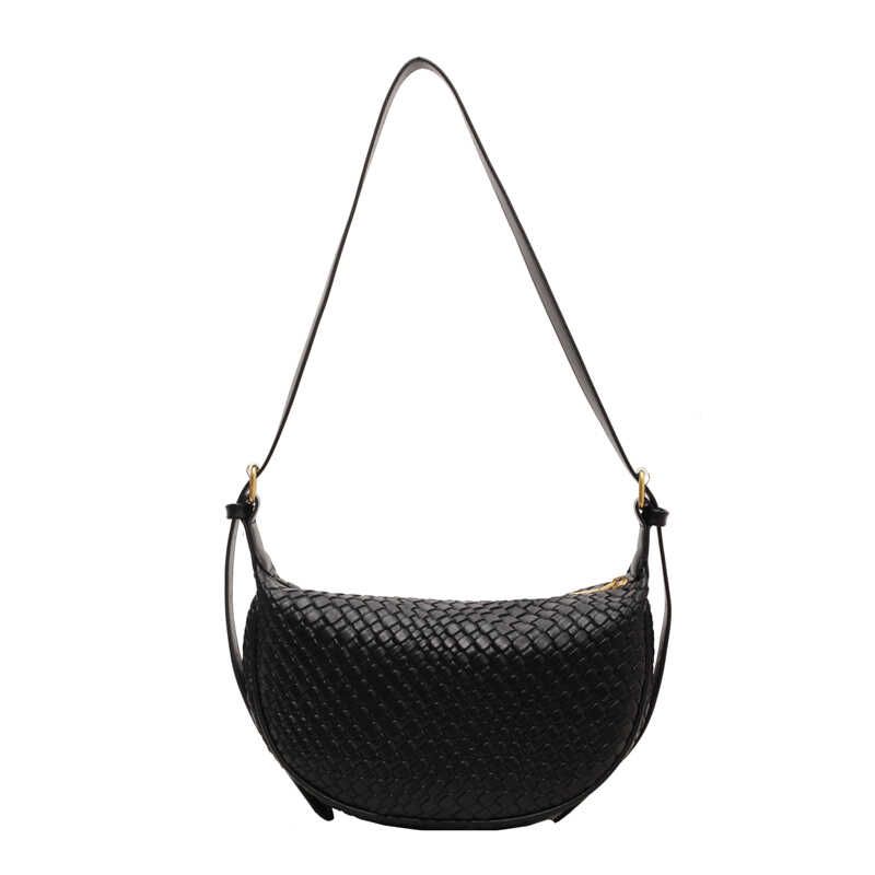

Advanced Texture Woven Small Bag Female 2024 New Arrival All-Match Super Hot Crossbody Bag Fashionable Stylish Shoulder Dumpling Bag Black