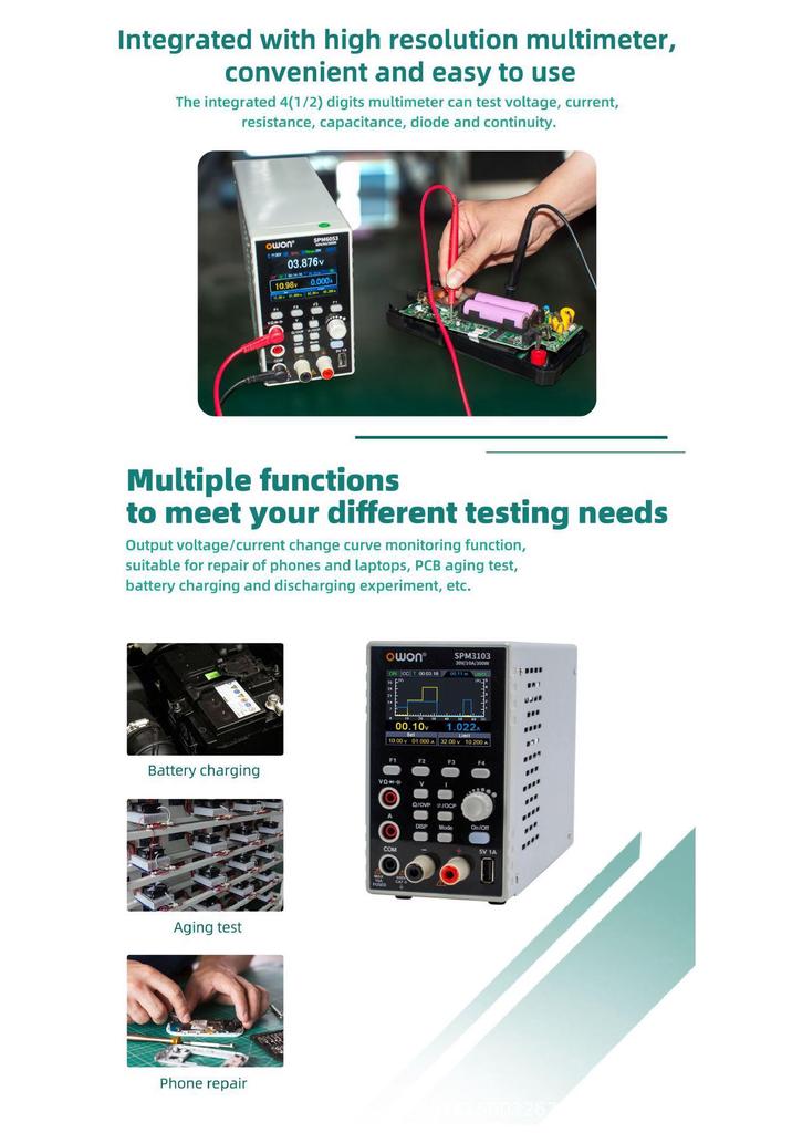 OWON Lili Pu SPM Series Programmable DC Power Supply & 4.5-Digit Multimeter (Models: 3051, 3103, 6103)