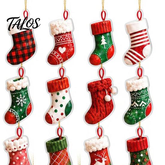Christmas Party Favors Snowman Countdown Calendar, 24-Day Acrylic Ornament Set with Winter Collectible Holiday Toys Figures, Tree Hanging Decor, Gift