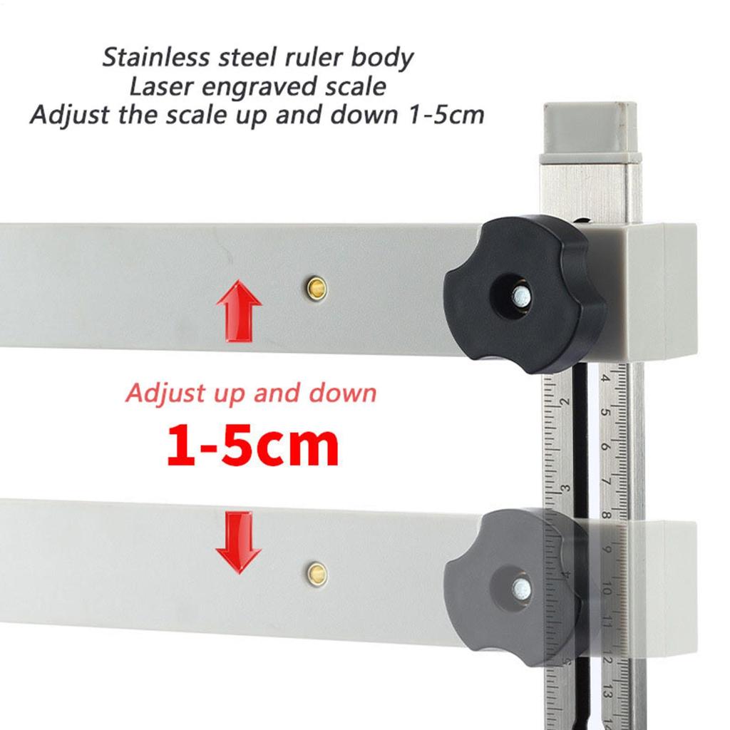 Drawer Slide Installation Jig Adjustable Cabinet Pull Jig Drill Guide with Toggle Clamp Magnetic Arm Stainless Rail Positioner