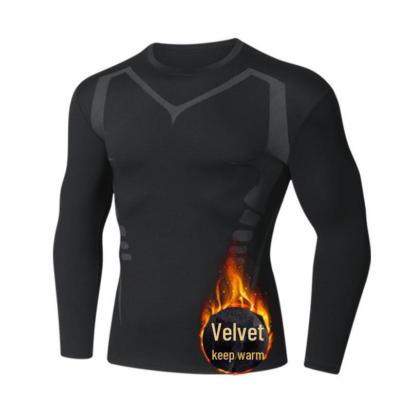 

Утепленные леггинсы с флисовой подкладкой и длинным рукавом для занятий спортом на открытом воздухе и бега осенью/зимой sci-fi; M чёрный