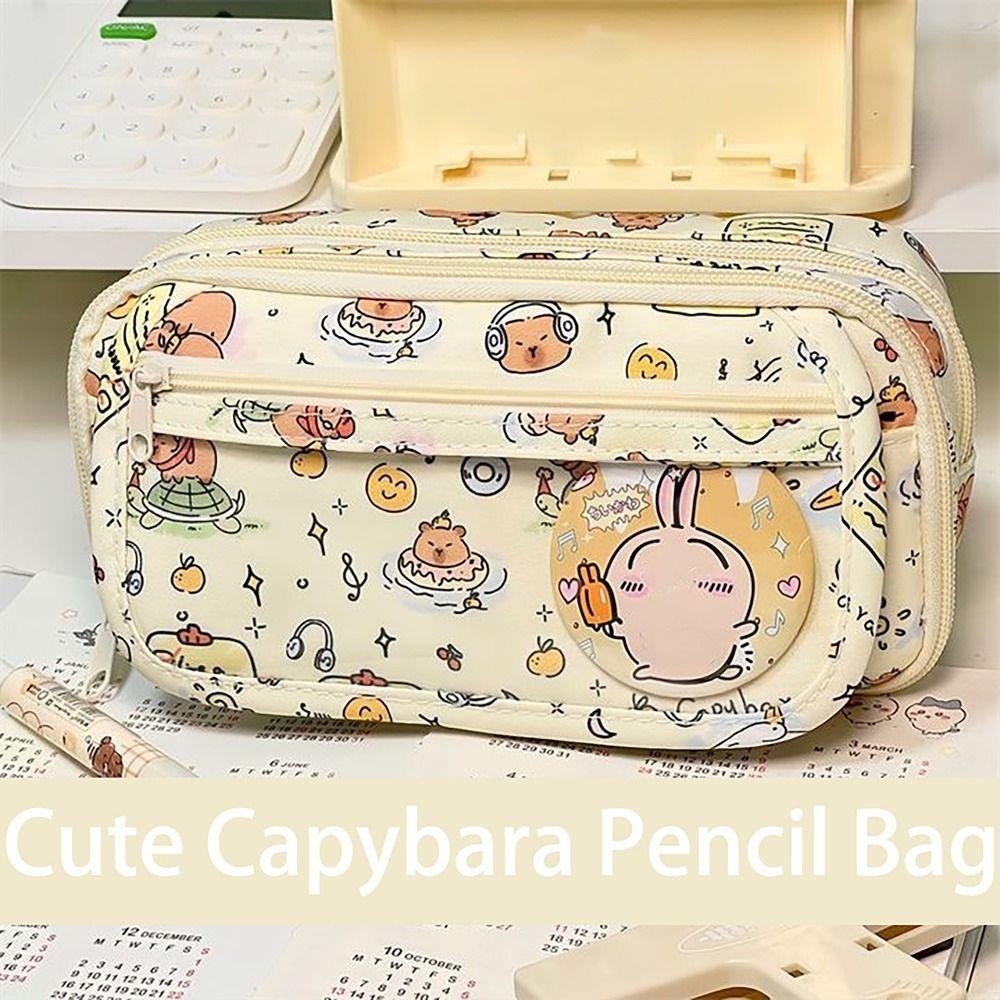 

Large Capacity Pencil Case Transparent Flip Cover Stationery Organizer Office School Supplies