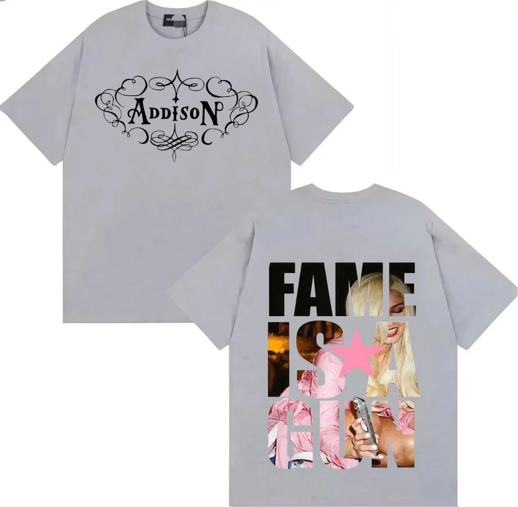 Singer Addison Rae T Shirt Hipster Men Women Gothic Music Tshirt Cotton Crewneck Y2k Short Sleeve Tee Shirt Hip Hop Unisex