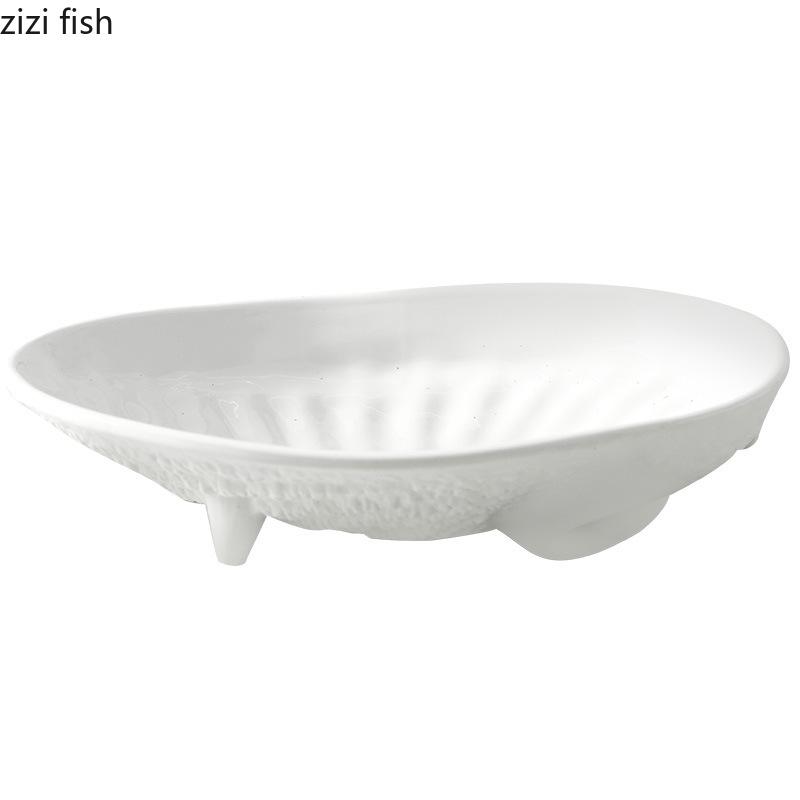 White Shell Ceramic Dessert Plate Dining Plate Fruit Plates Salad Bowl Dim Sum Dish Snack Tray Candy Dish Sashimi Plates