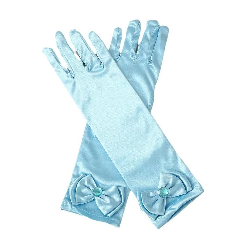 Overlapping bow ice and snow Elsa children's stage performance princess dress accessories satin gloves