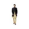 SOJANYA (Seit 1958 Herren Seidenmischung Gold Kurta Churidaar Pyjama & Schwarze Jacke KOMBO Größe 38