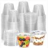 Bicchieri di Plastica Trasparente da 9oz con Coperchi Piatto Senza Foro, Bicchieri Usa e Getta per Gelato, Budino, Torta, Snack Smoothie, Milkshake, Bevande Fredde