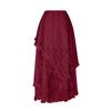 Women's High Waist Layered Ruffle Hem Maxi Skirt Asymmetrical Bohemian Style Lace Overlay Flowy Long Skirt for Casual Wear