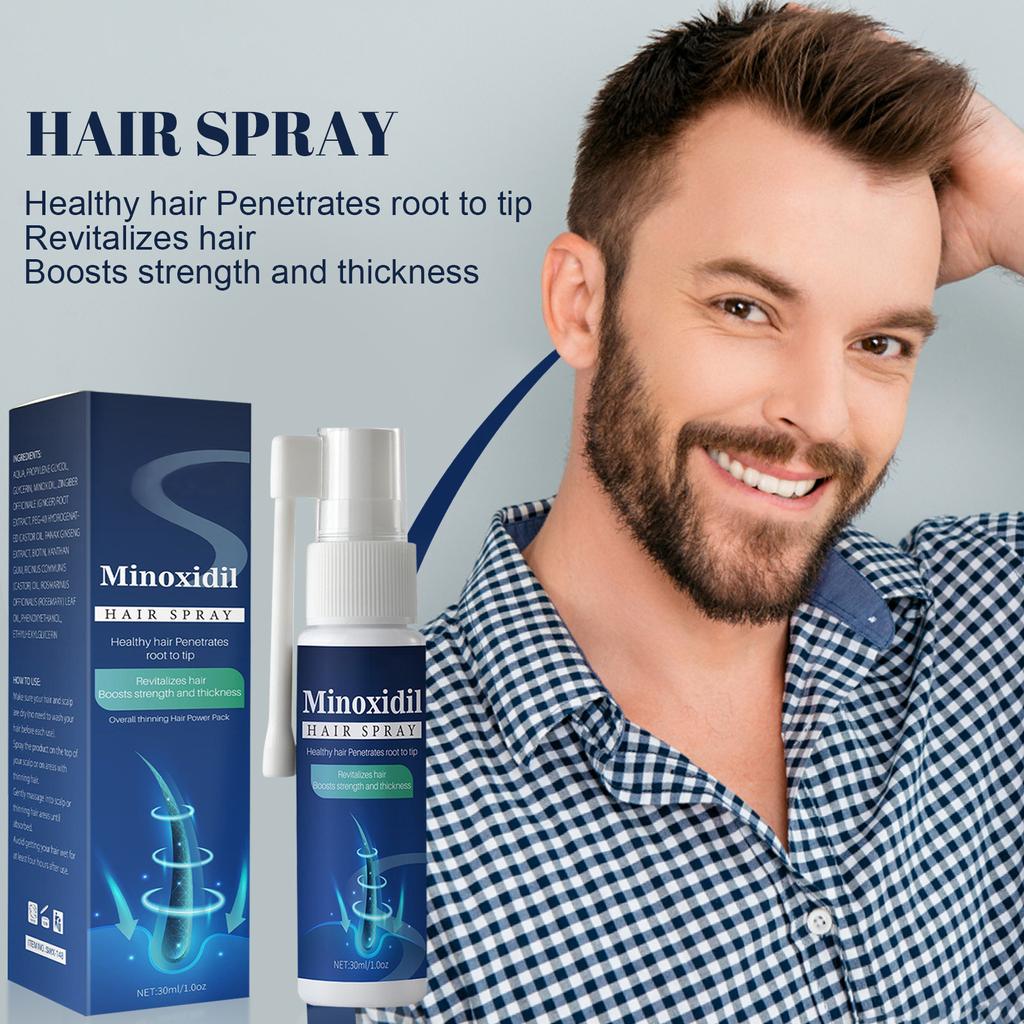 Solution de minoxidil à usage externe, 30 ml/spray, stoppe la chute des cheveux chez l'homme, accélère naturellement la pousse des cheveux et réactive les follicules rétrécis.