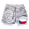 Tschechische Flagge Camouflage Muay Thai Kickboxshorts Herren Damen Unisex Sportbekleidung Doppellagig Schnelltrocknend Atmungsaktiv Training Sport Fitnessstudio Workout