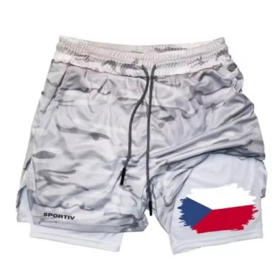 Tschechische Flagge Camouflage Muay Thai Kickboxshorts Herren Damen Unisex Sportbekleidung Doppellagig Schnelltrocknend Atmungsaktiv Training Sport Fitnessstudio Workout