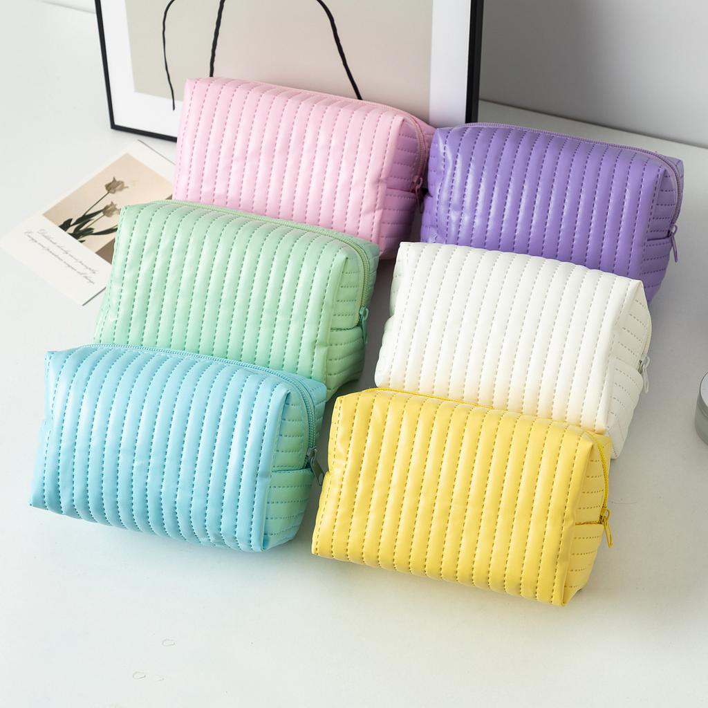 PU Waterproof Makeup Bag Travel Toiletry Bag Macaron Color Small Cosmetic Bag Travel Cosmetic Organizer Zipper Coin Purse Wallet