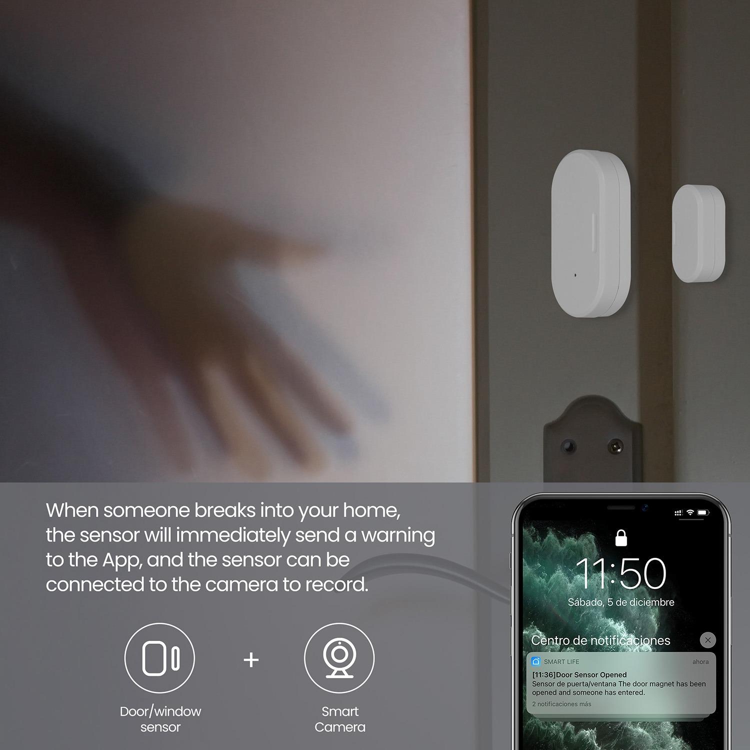 

Tuya Zigbee 3.0 Розумні датчики контакту Security Ворота Двері Вікно Сенсор Трансдуктор Smart Life Дім(2шт) China Mainland
