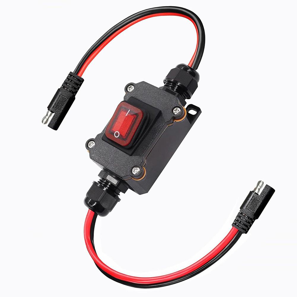 

1pc DC12V25A Waterproof Inline Switch 12AWG ON/Off Button Switch With SAE Cable For Outdoor Electrical Equipment червоний
