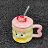 Funny Clown Mug High looking Ceramic Cup with Lid Spoon Couple Drinking Water Cup for Girls Birthday Gift Retro