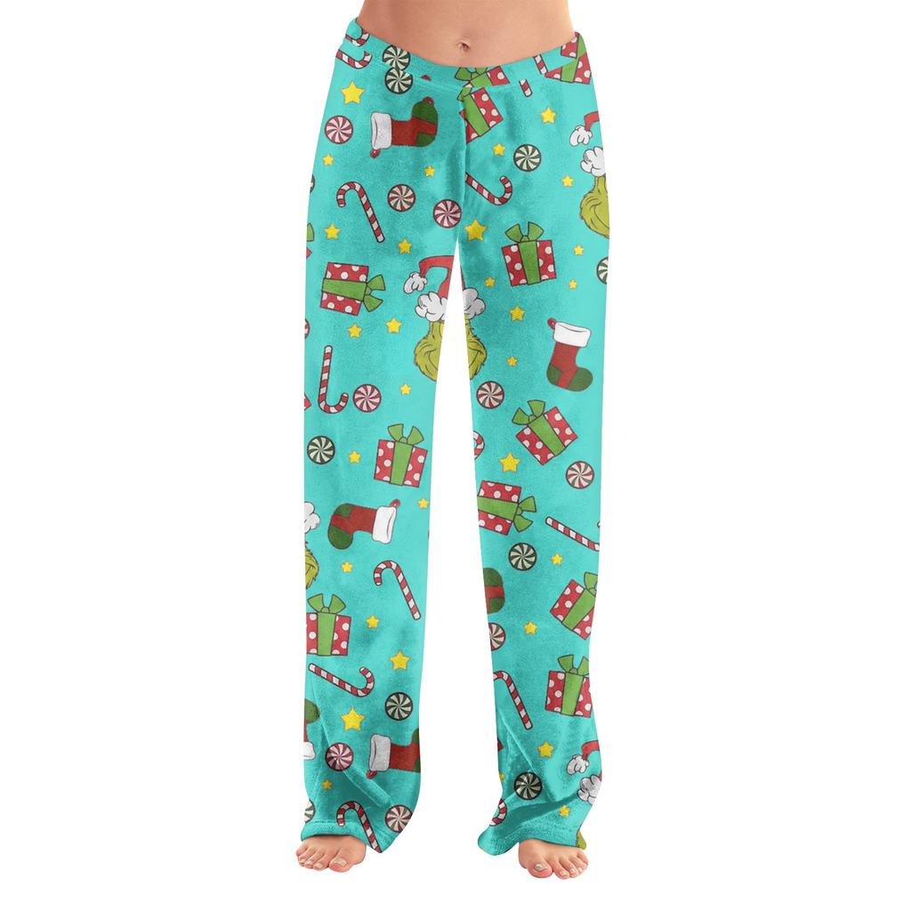 Women's Christmas Print Pants, Casual Pajama Bottoms for Holiday Wear