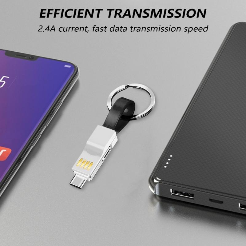 Mehrere Geräte Schlüsselanhänger Lädt mit USB C Schnellladung & Datenkabel Tragbar Mehrfachstecker Schlüsselanhänger Kabel