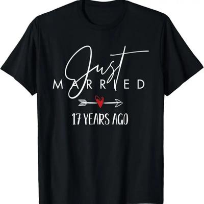 Just Married 17 Years Ago 17th Couples Wedding Anniversary T Shirt