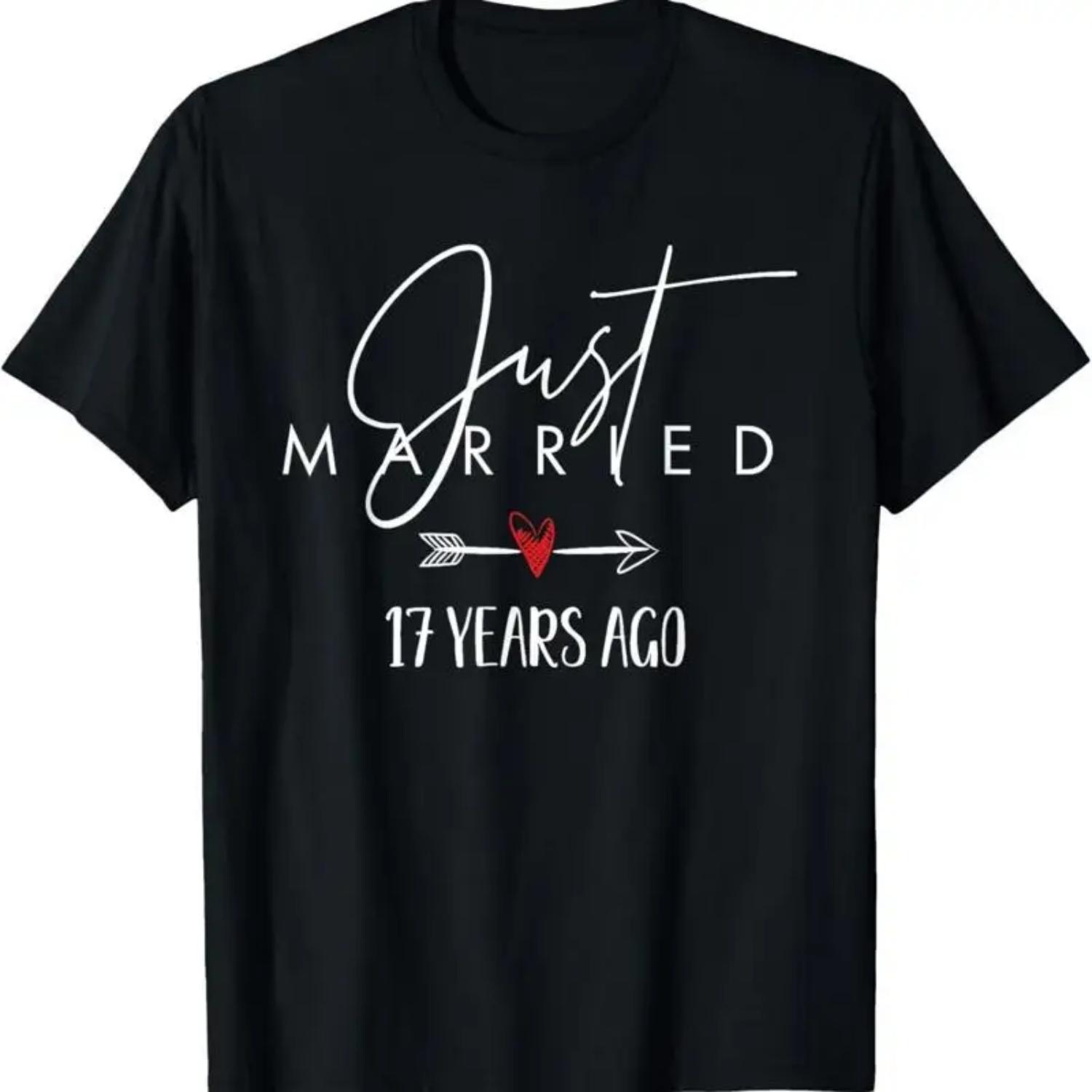 Just Married 17 Years Ago 17th Couples Wedding Anniversary T Shirt S чёрный