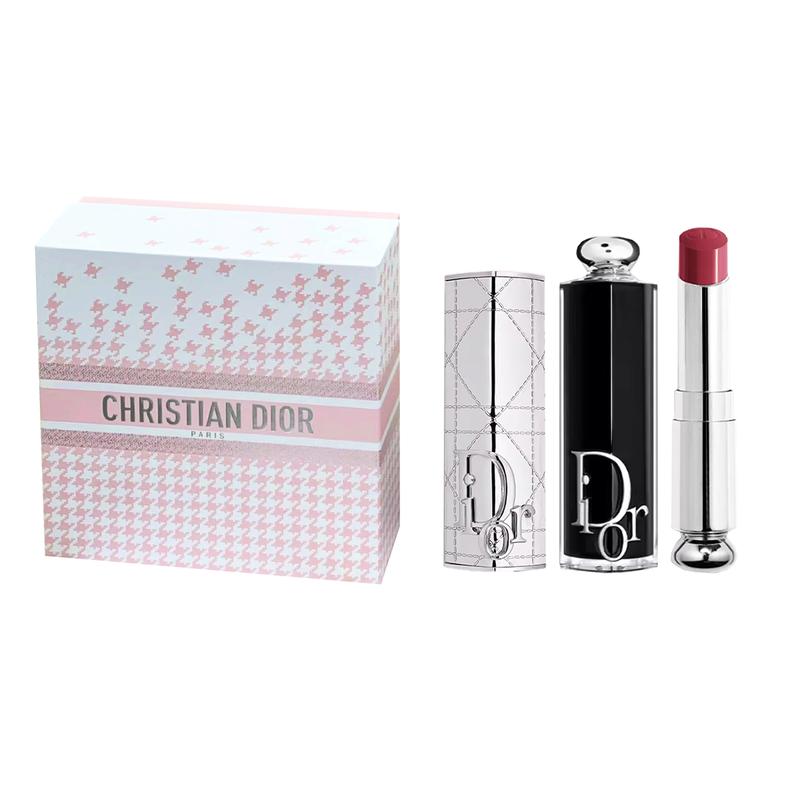 DIOR Lipstick Silver cannage pattern lipstick shell +667 DIORMANIA cherry blossom white peach jelly серебряный
