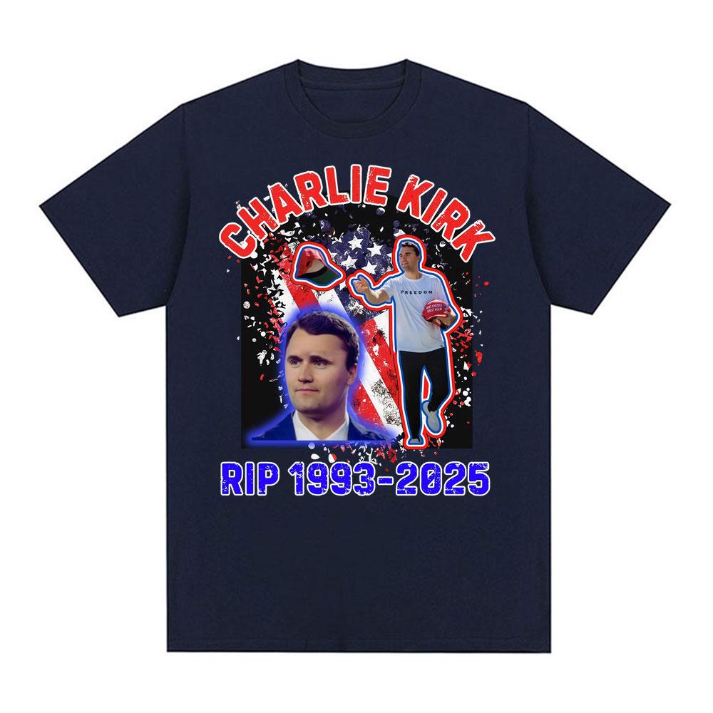 A True Patriot Rests In Peace Charlie Kirk Graphic T-shirt 2025-26 Summer Hot-selling Printed Cotton T-shirt Loose Streetwear