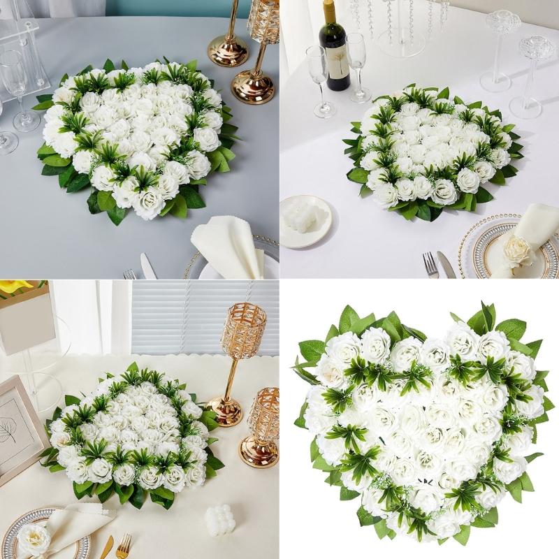 Heart Shaped Artificial Flower Decorations Photo Props for Wedding Centerpieces Road Leading Flower Rack Decorations
