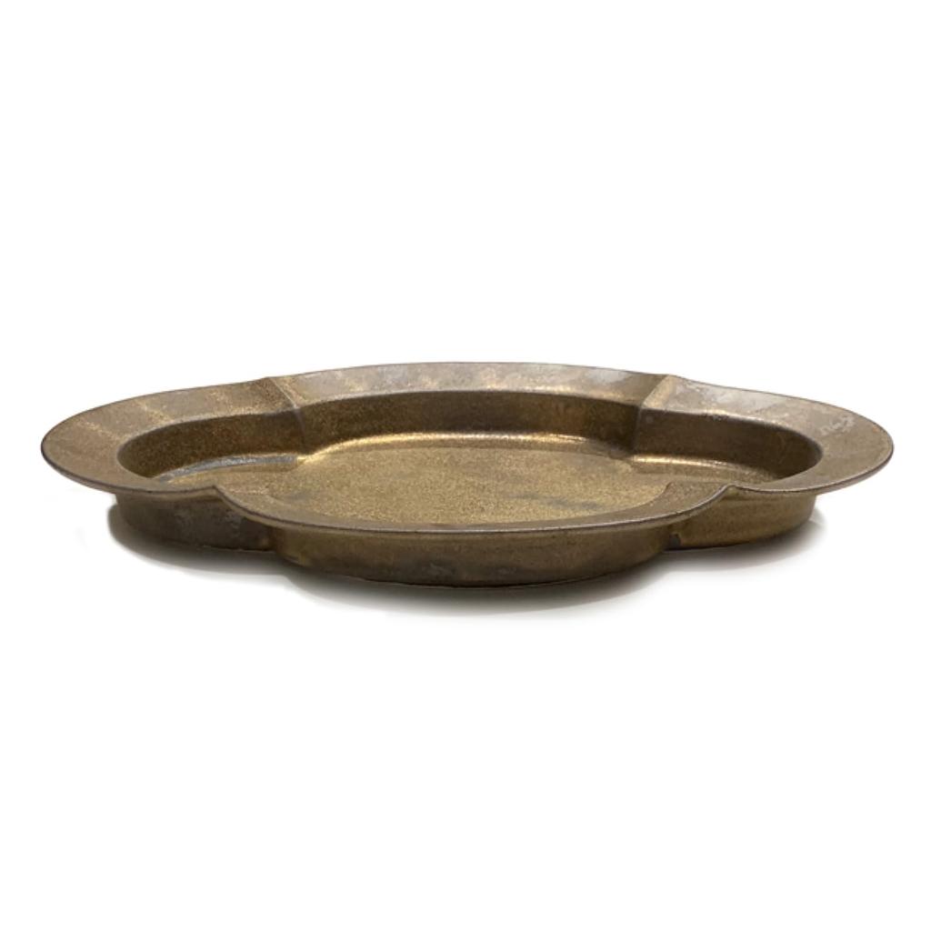 24 To 3 Plates, Large Plates, Serving Plates, Irregular Shape Plates, Gold Plating, Mokko Plate, Large, Gold