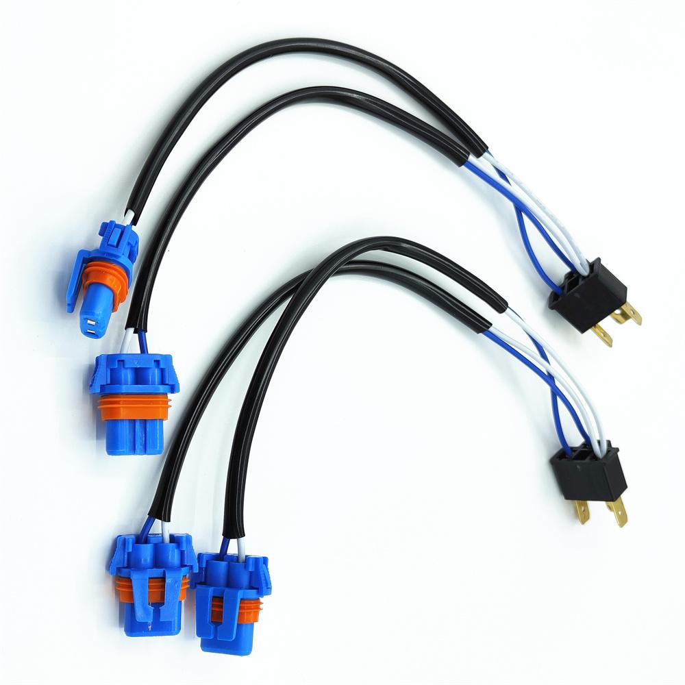 2Pcs H4 To 9006 / 9005 Headlight Lamp Bulb Conversion Wiring Harness Plug 100W