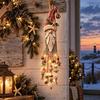 Coastal Style Christmas Window Light Santa Wooden Wall Hanging, LED Lighted Ornament with Rustic Ocean Flair Holiday Seashell, Starfish &