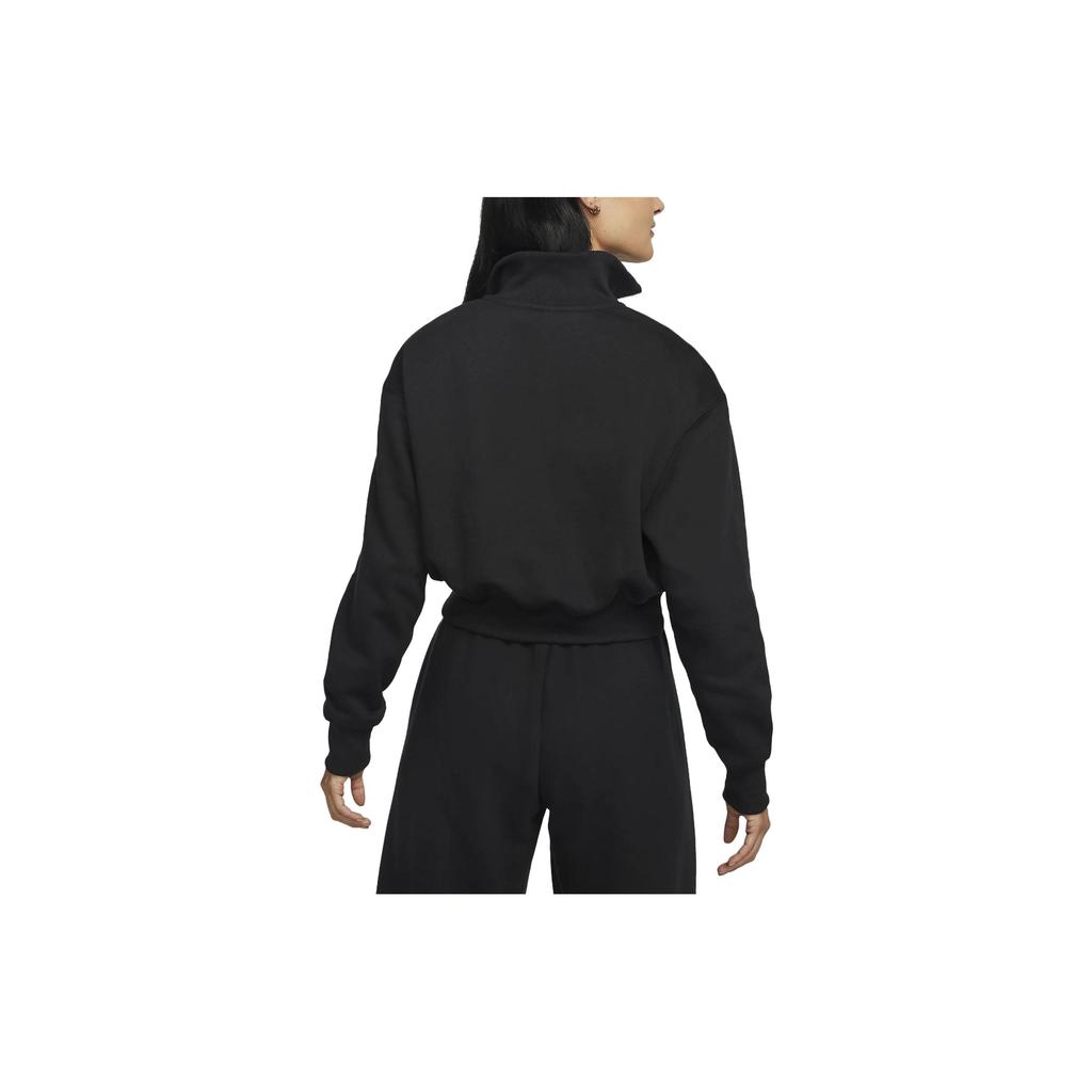 Nike Solid Color Stand Collar Half-Zip Casual Sport Long Sleeve Sweatshirt Women Tops Black DQ5768-010