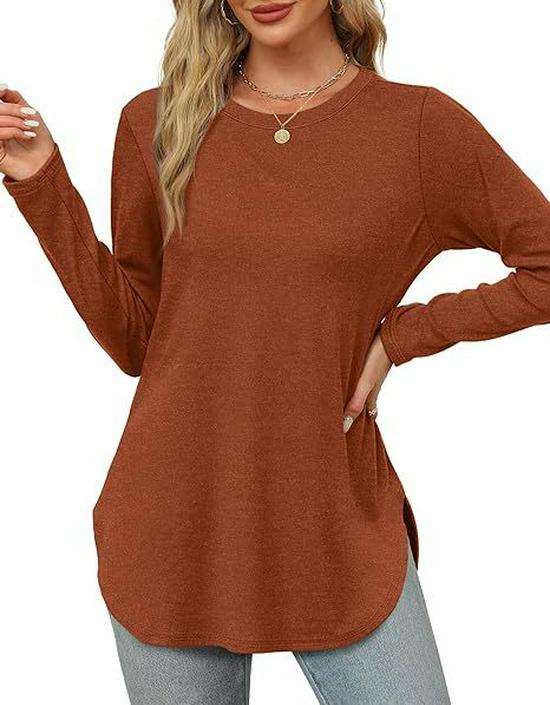 Autumn Women's Solid Long Sleeve Round Neck Loose Casual Top