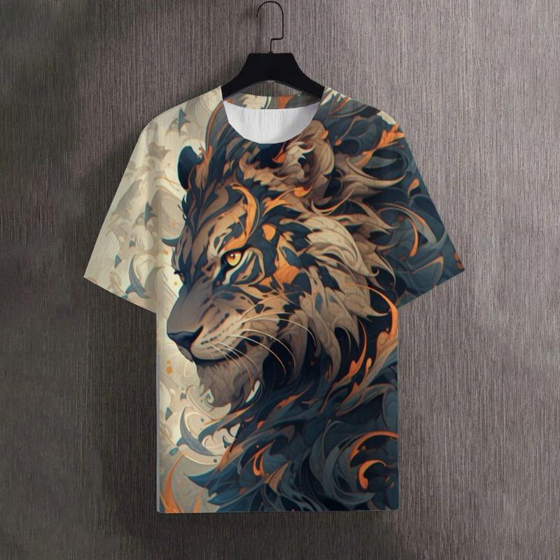 Men's T-Shirts Summer Animal Tiger Pattern 3D Print Tops Tees Women Streetwear Fashion Oversized T Shirt Men Clothing