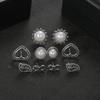 5 pairs Vintage Ear Studs Alloy Imitation Pearl Leaf Earrings Eardrop Gift for Women
