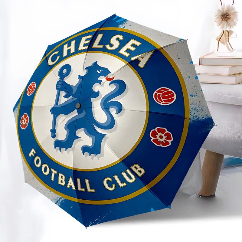 Chelsea Football Club Crest- Automatic Opening and Closing, 8-rib Structure Portable Umbrella, Suitable for Men and Women in All Seasons - P