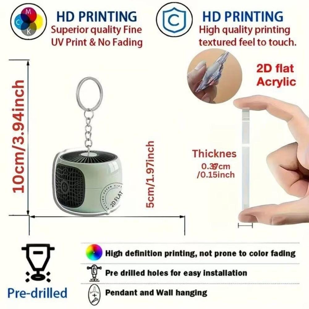 Płaski brelok 2D Uroczy wisiorek do torby Głośnik Wysokiej jakości wisiorek do kluczy samochodowych Dekoracja prezentowa
